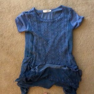 blue jean colored long blouse